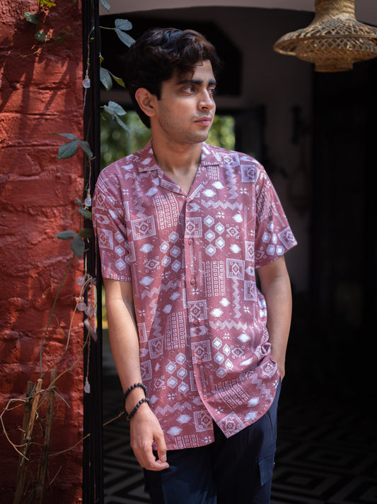 Red Tribal Printed Sustainable Rayon Unisex Shirt