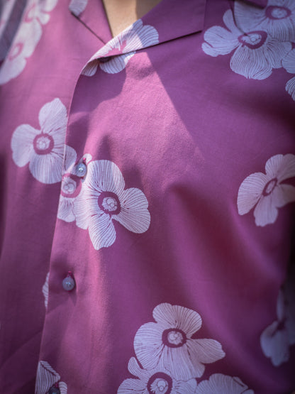 Pink Floral Printed Sustainable Rayon Unisex Shirt