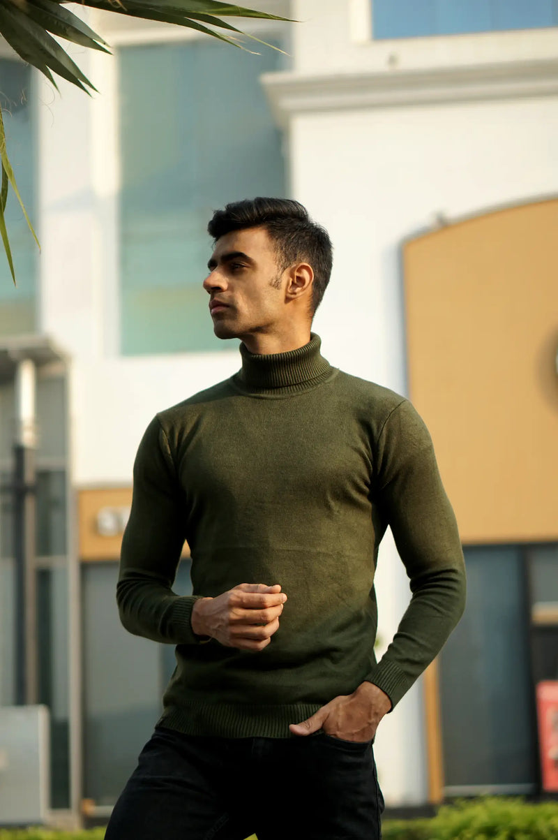 Warm Wool Blend Turtle Neck Sweater