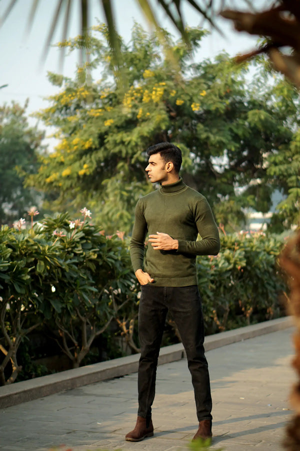 Warm Wool Blend Turtle Neck Sweater