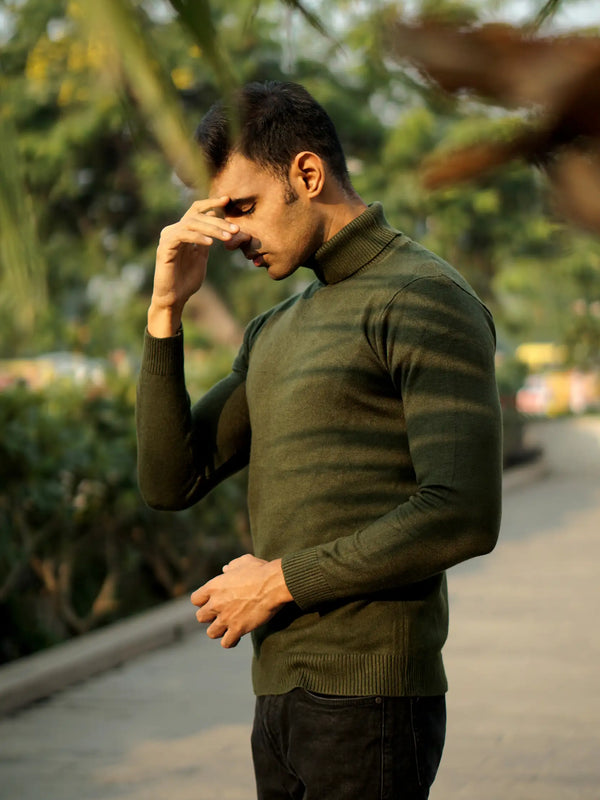 Warm Wool Blend Turtle Neck Sweater