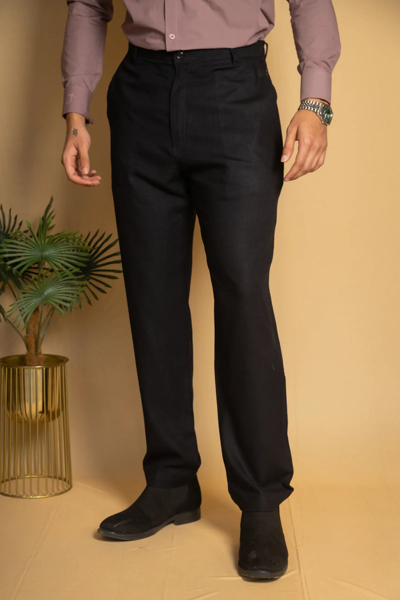 Straight Fit Linen Trouser