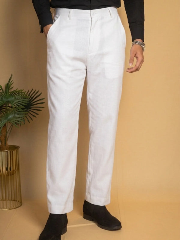 Straight Fit Linen Trouser
