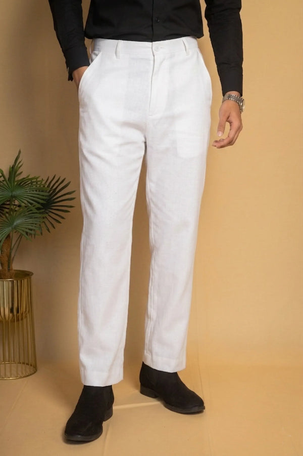 Straight Fit Linen Trouser