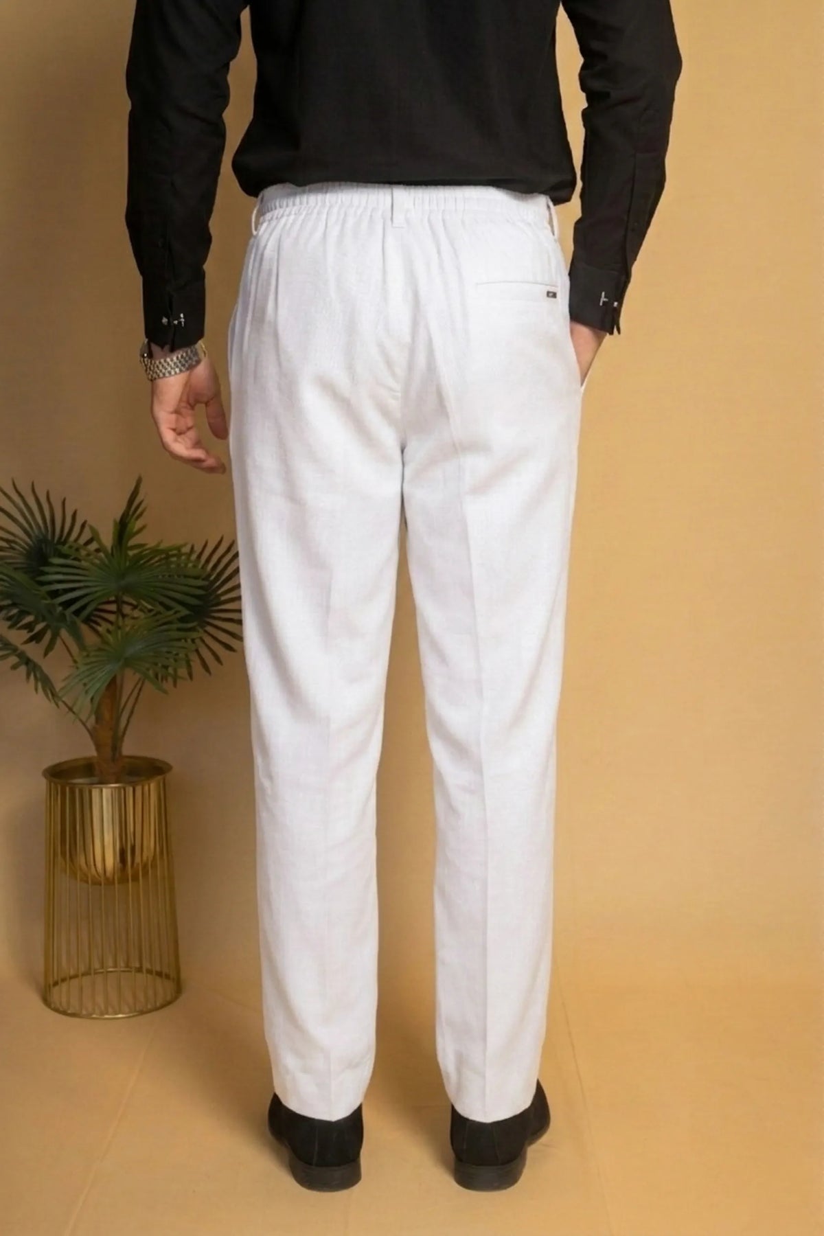 Straight Fit Linen Trouser