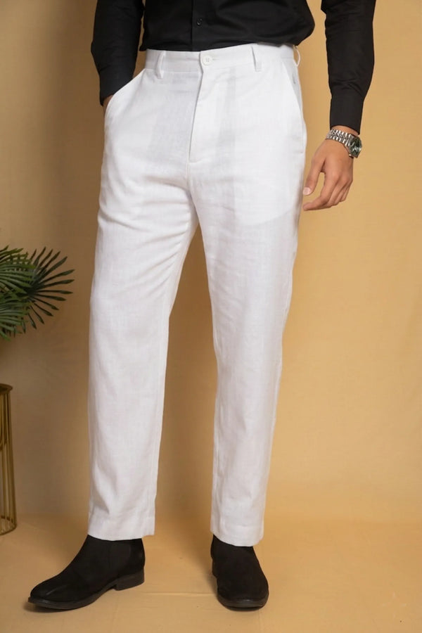 Straight Fit Linen Trouser