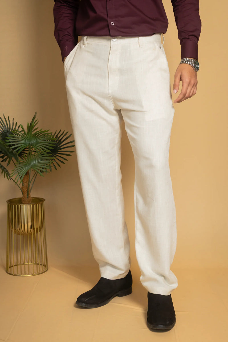 Straight Fit Linen Trouser