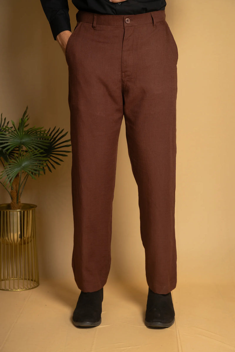 Straight Fit Linen Trouser