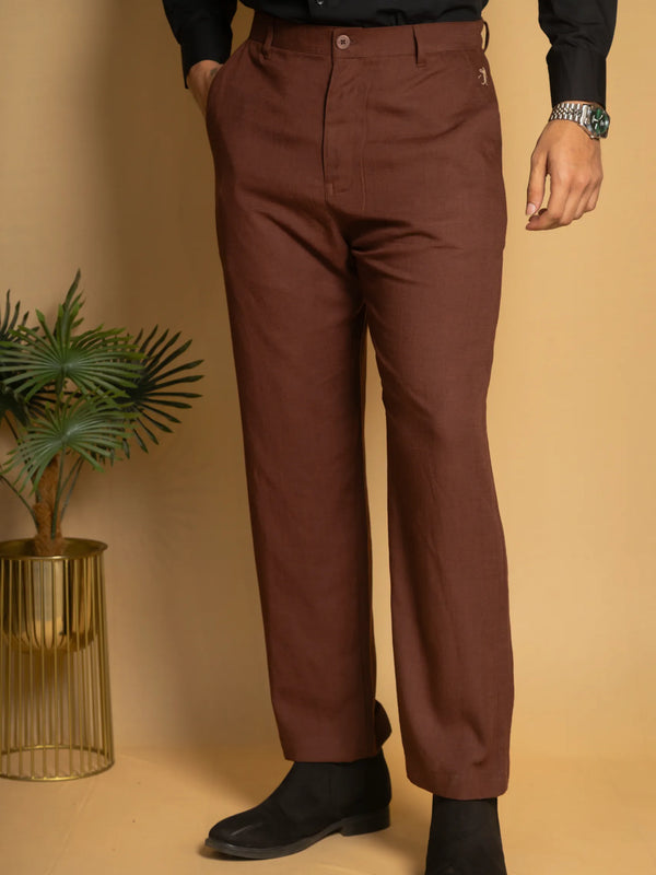 Straight Fit Linen Trouser