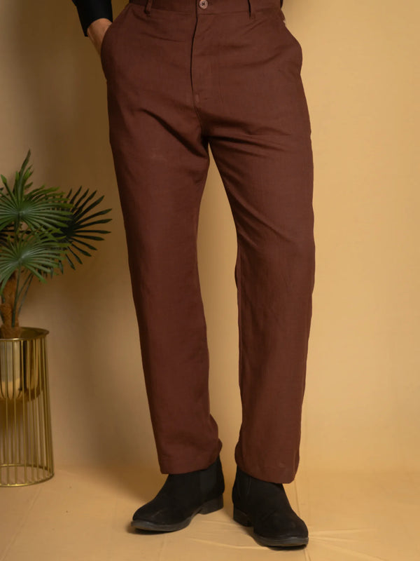Straight Fit Linen Trouser