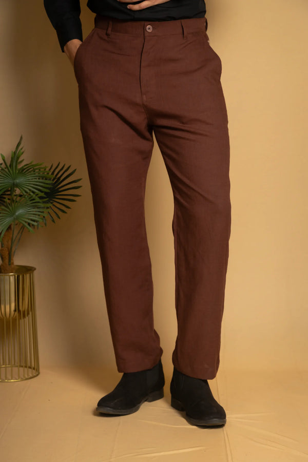 Straight Fit Linen Trouser