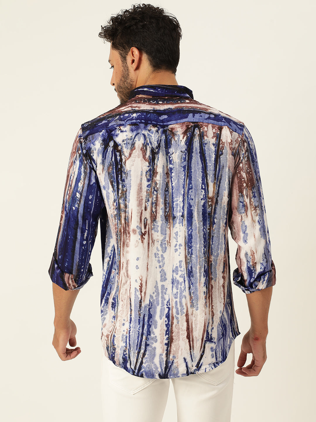 Brown and Grey Slim Fit Sustainable Tie Dye Shirt