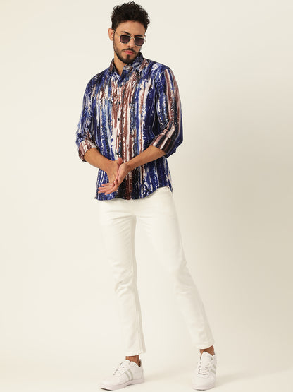 Brown and Grey Slim Fit Sustainable Tie Dye Shirt