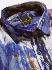 Brown and Grey Slim Fit Sustainable Tie Dye Shirt