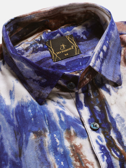 Brown and Grey Slim Fit Sustainable Tie Dye Shirt