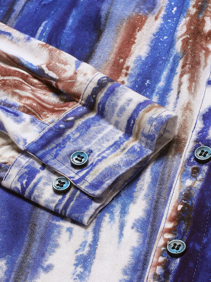 Brown and Grey Slim Fit Sustainable Tie Dye Shirt