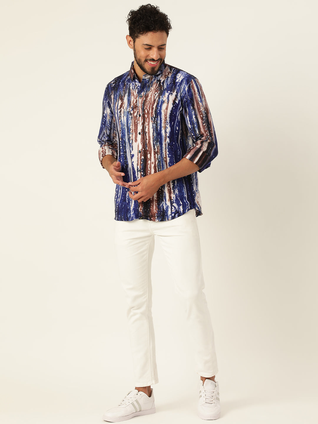 Brown and Grey Slim Fit Sustainable Tie Dye Shirt