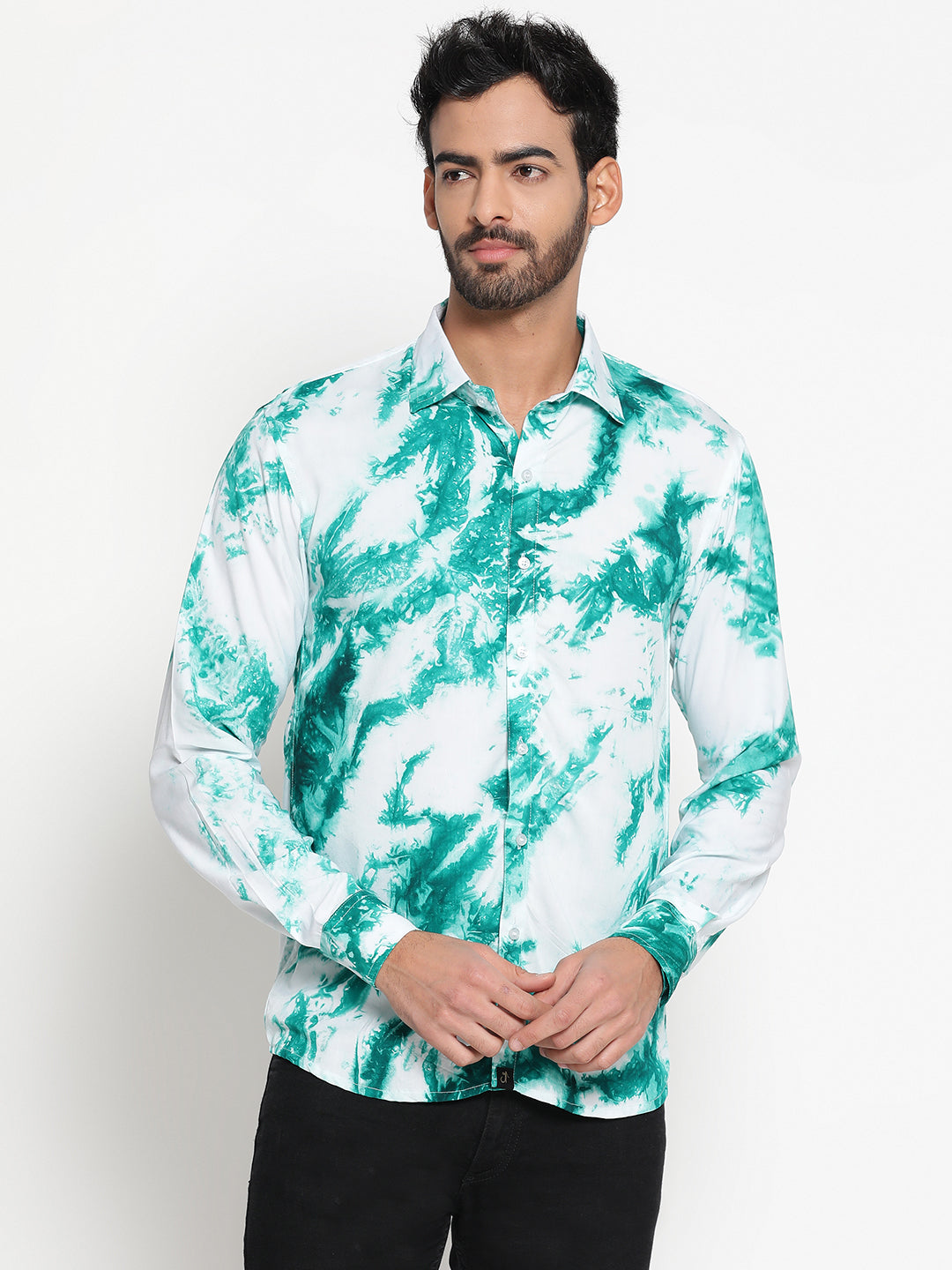 Brown and Grey Slim Fit Sustainable Tie Dye Shirt