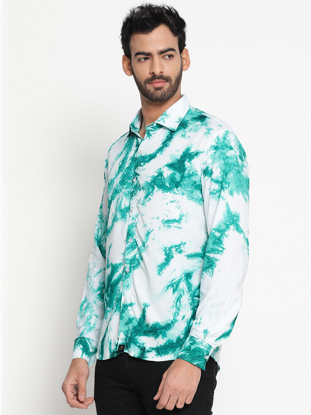 Brown and Grey Slim Fit Sustainable Tie Dye Shirt