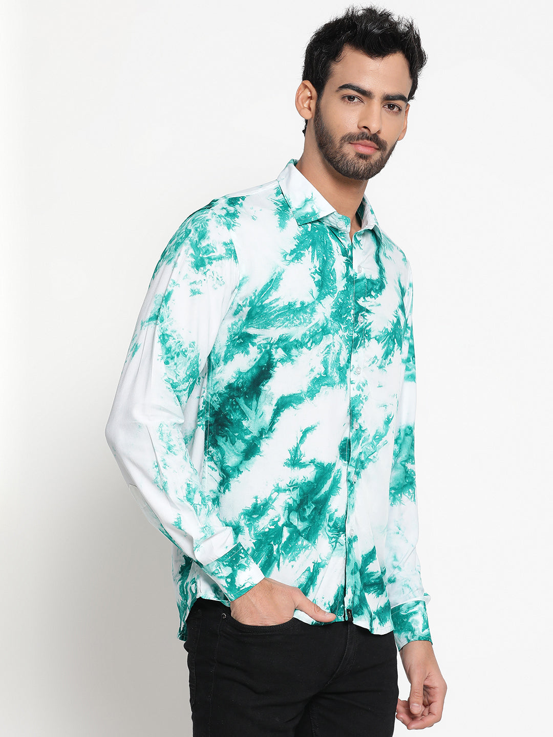 Brown and Grey Slim Fit Sustainable Tie Dye Shirt