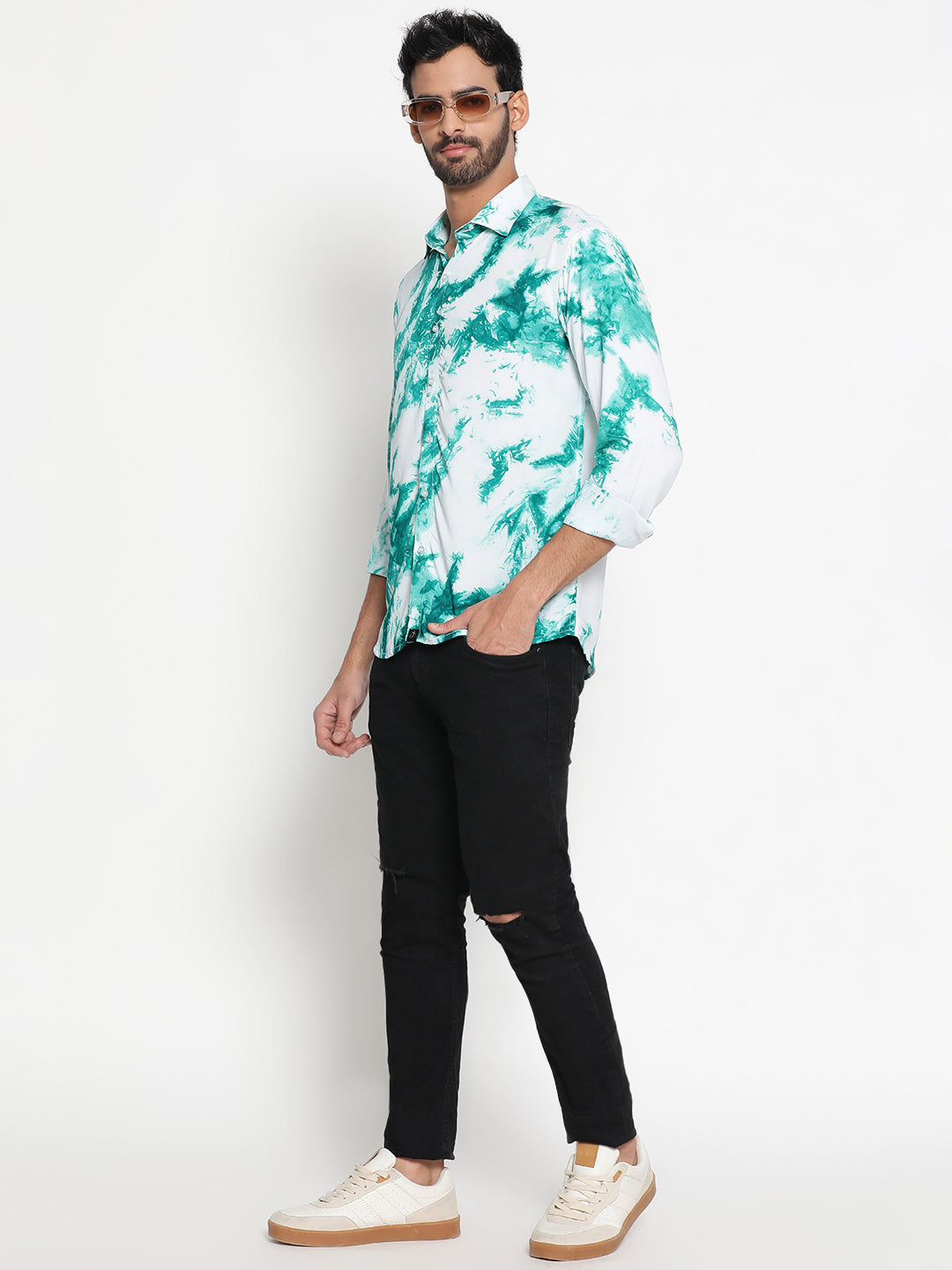 Brown and Grey Slim Fit Sustainable Tie Dye Shirt