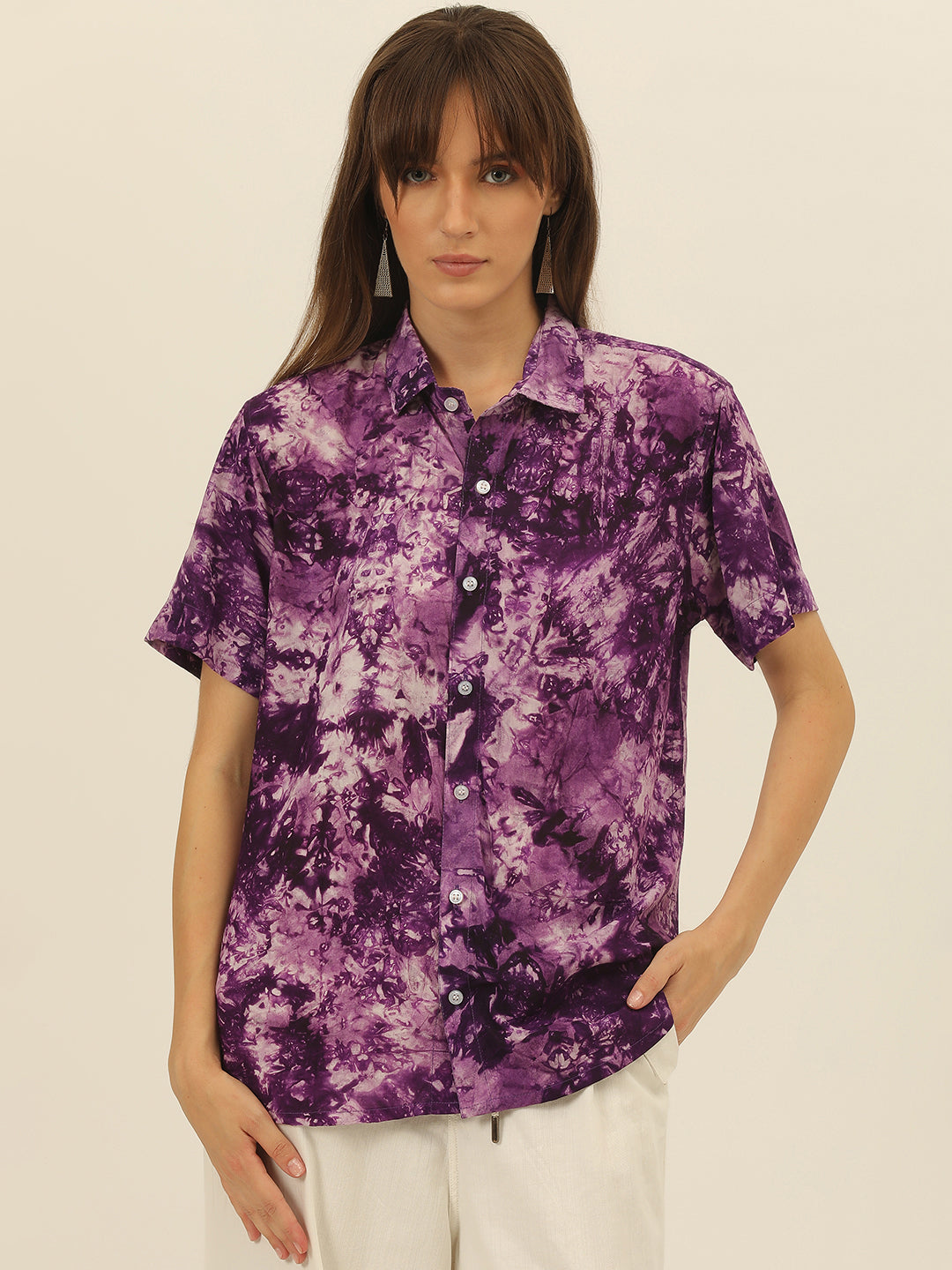 Sustainable Modal Hand Tie Dye Slim Fit Women Shirt