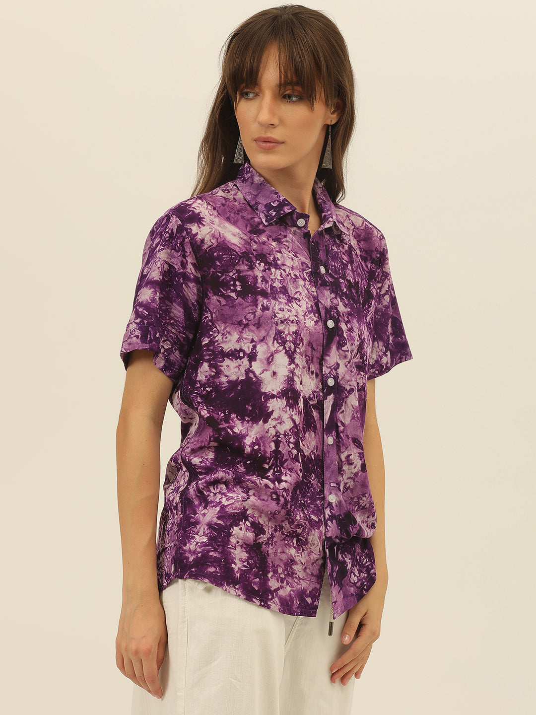 Sustainable Modal Hand Tie Dye Slim Fit Women Shirt