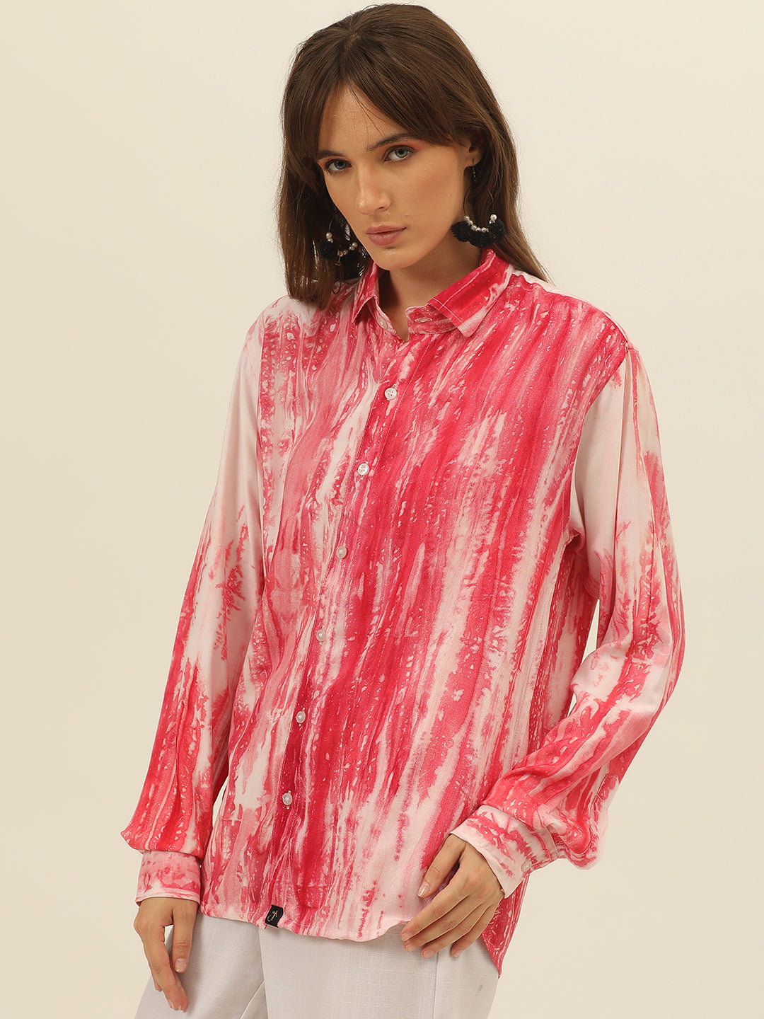 Striped Tie Dye Pashmina Rayon Regular Fit Women Shirt