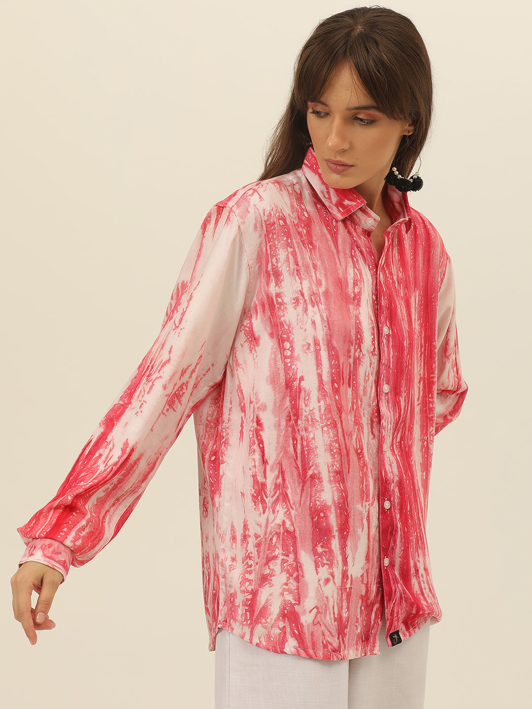 Striped Tie Dye Pashmina Rayon Regular Fit Women Shirt