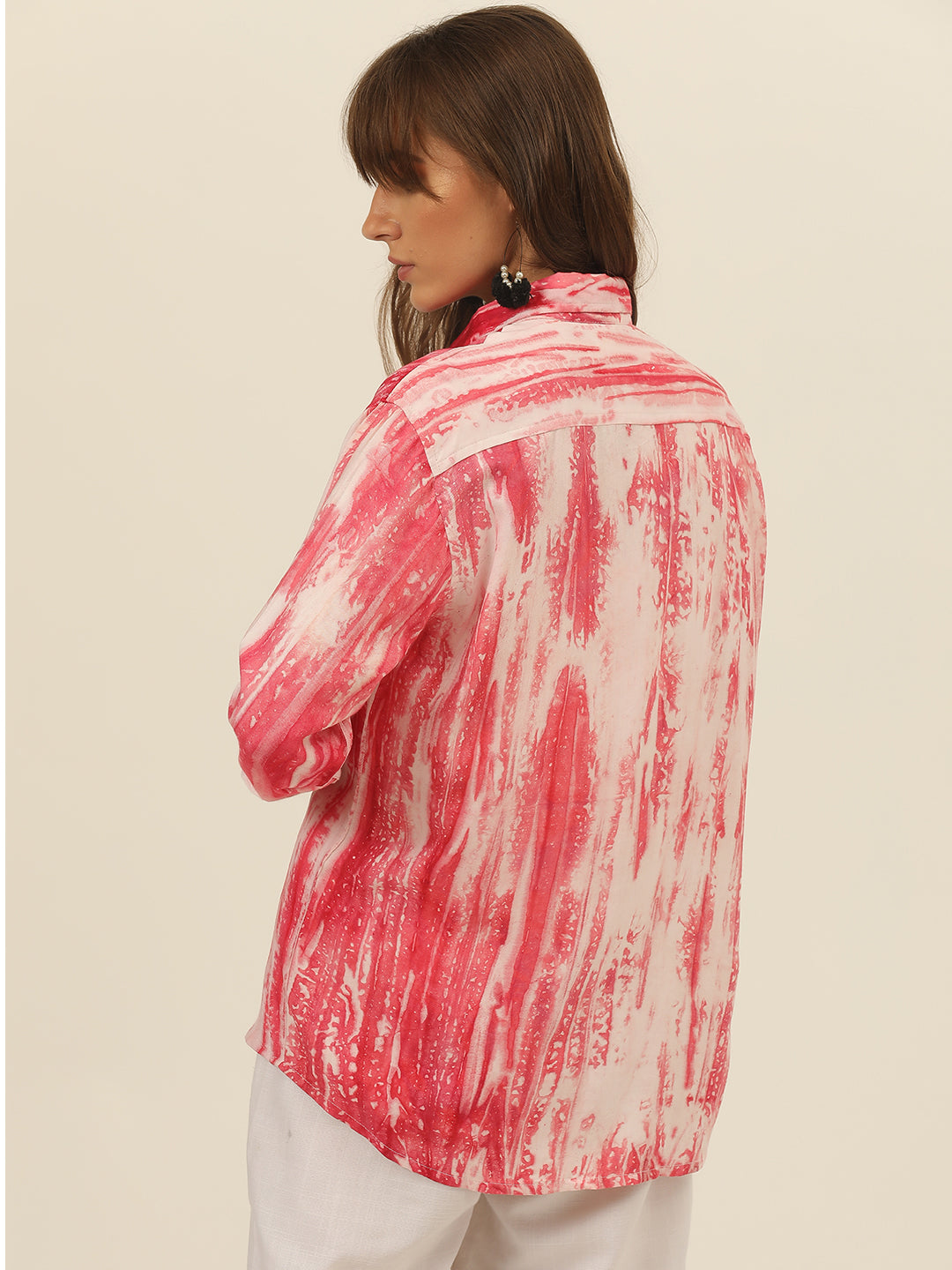 Striped Tie Dye Pashmina Rayon Regular Fit Women Shirt