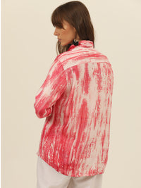 Striped Tie Dye Pashmina Rayon Regular Fit Women Shirt