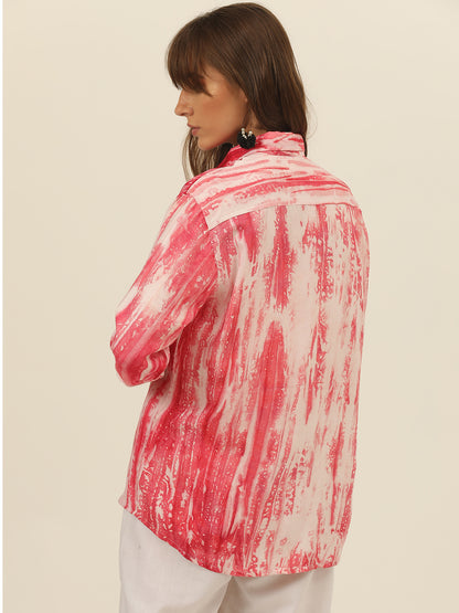 Striped Tie Dye Pashmina Rayon Regular Fit Women Shirt