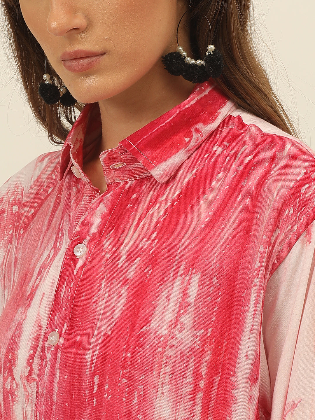 Striped Tie Dye Pashmina Rayon Regular Fit Women Shirt