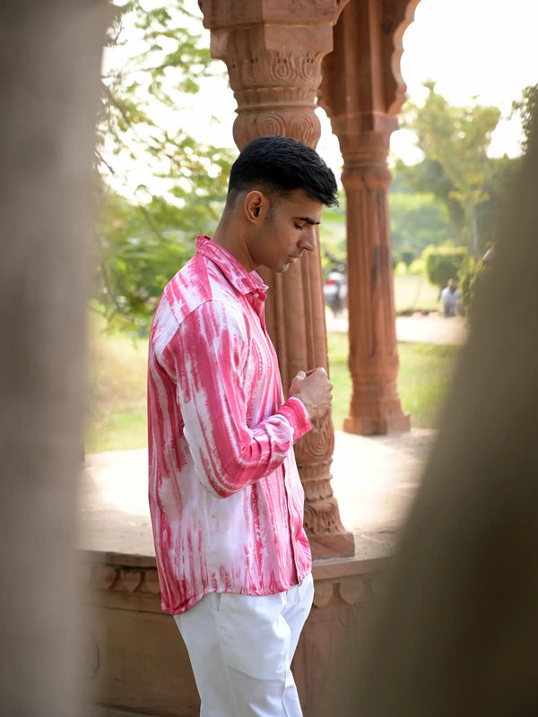 Striped Tie Dye Pashmina Rayon Regular Fit Unisex Shirt