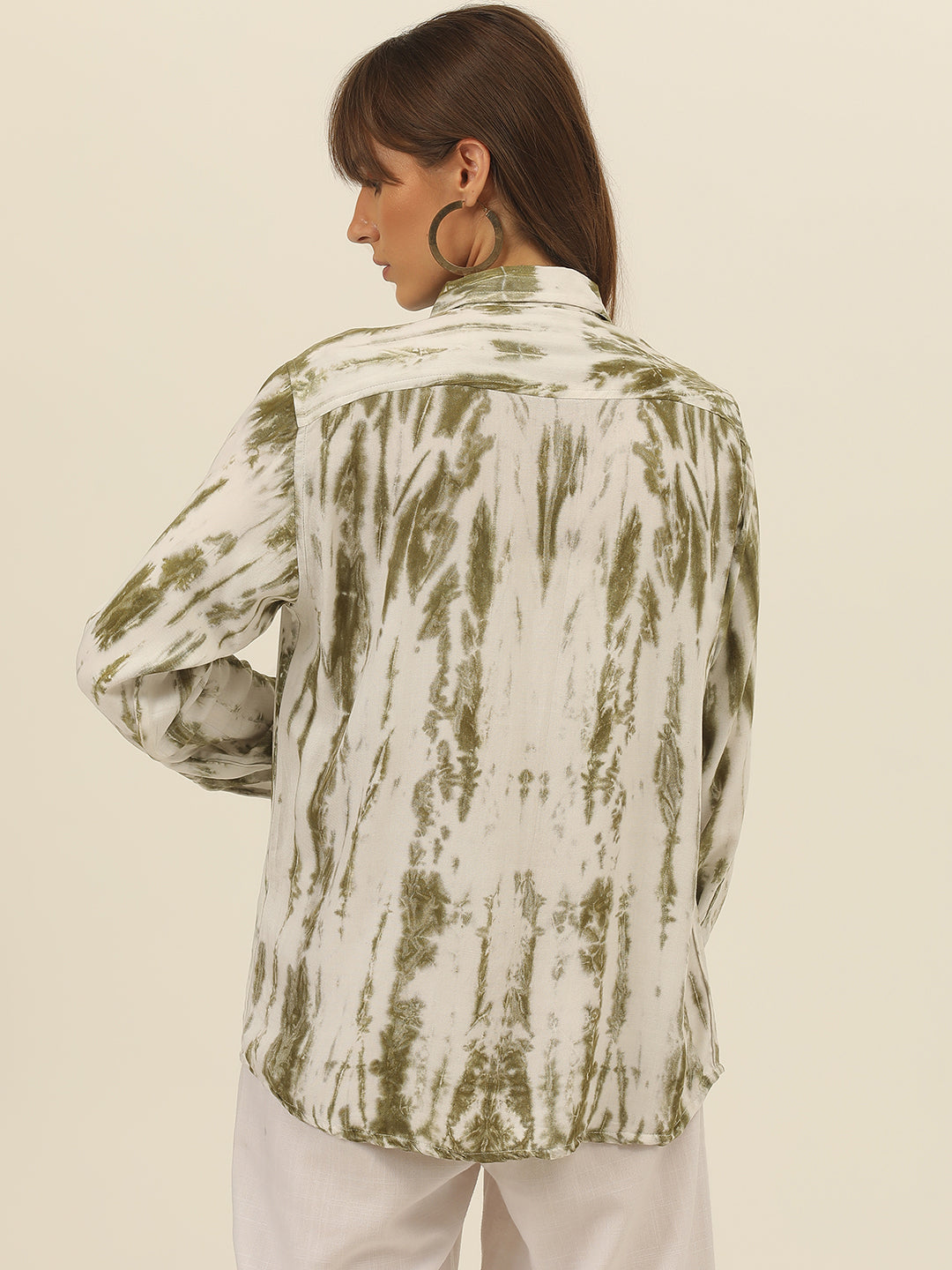 Striped Tie Dye Pashmina Rayon Regular Fit Women Shirt