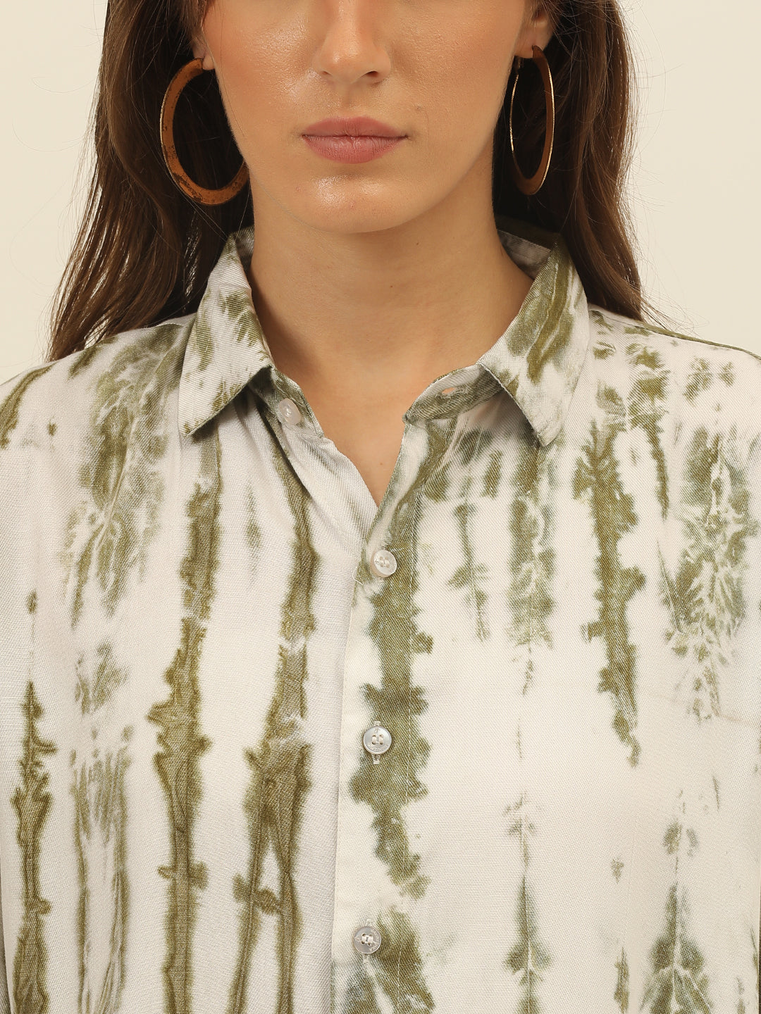 Striped Tie Dye Pashmina Rayon Regular Fit Women Shirt