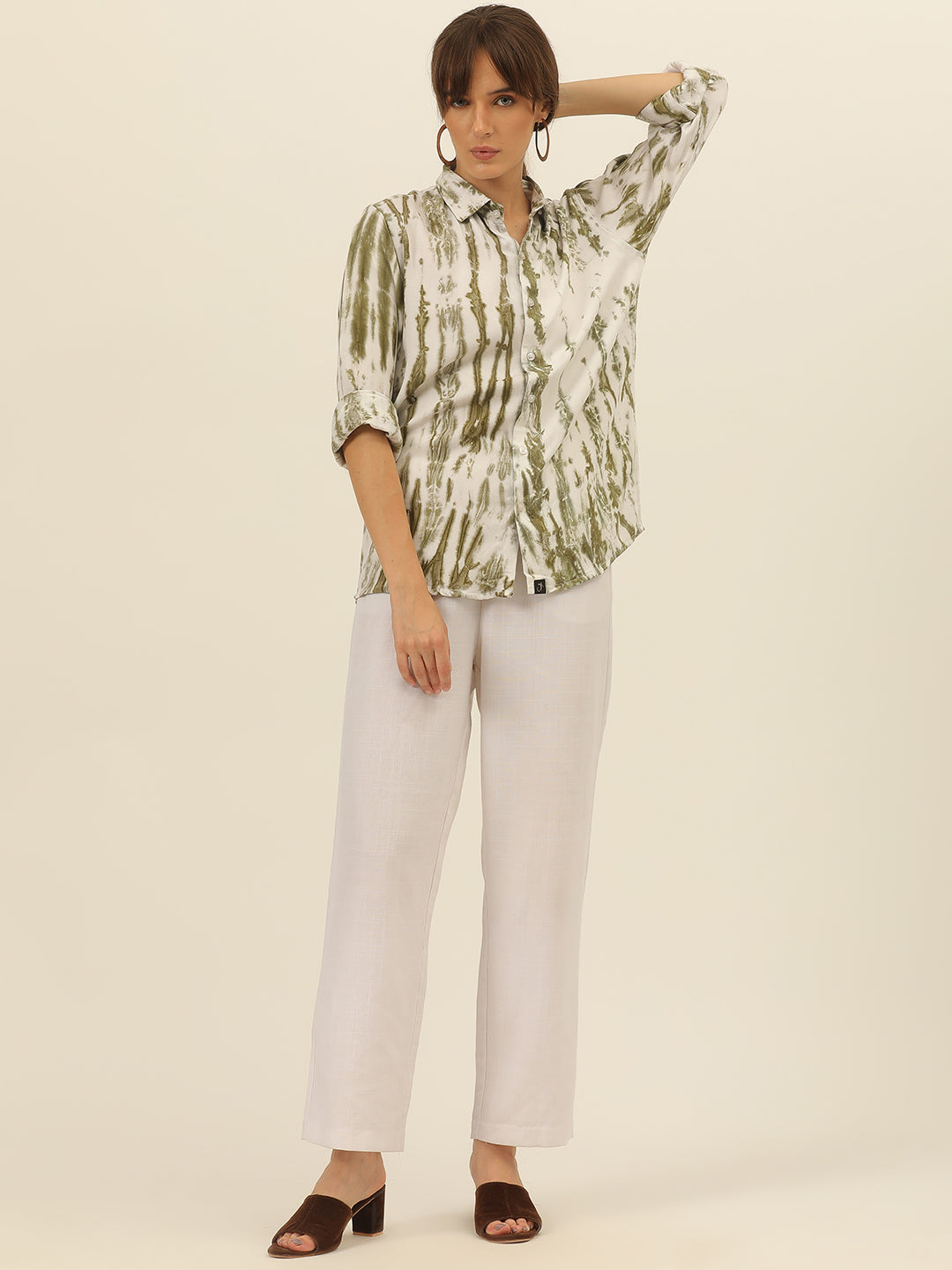 Striped Tie Dye Pashmina Rayon Regular Fit Women Shirt