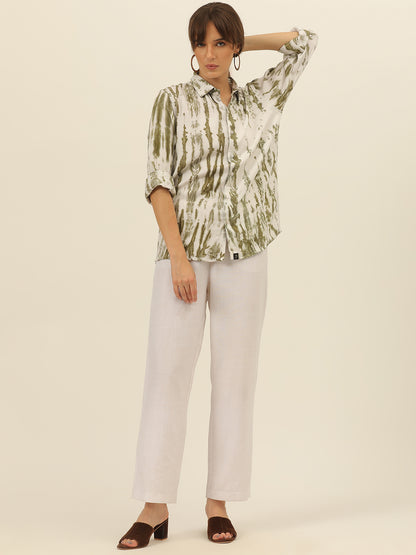 Striped Tie Dye Pashmina Rayon Regular Fit Women Shirt