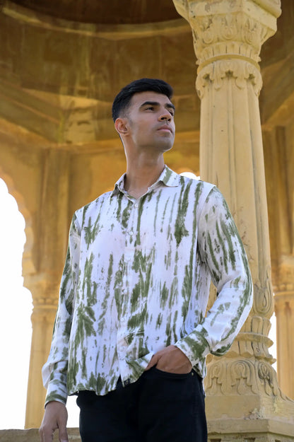 Striped Tie Dye Pashmina Rayon Regular Fit Unisex Shirt
