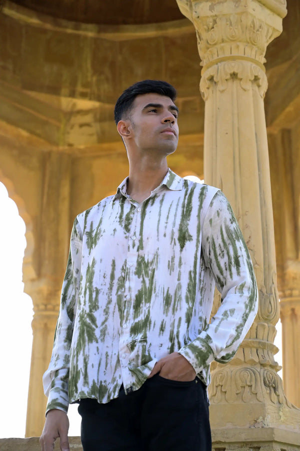 Striped Tie Dye Pashmina Rayon Regular Fit Unisex Shirt