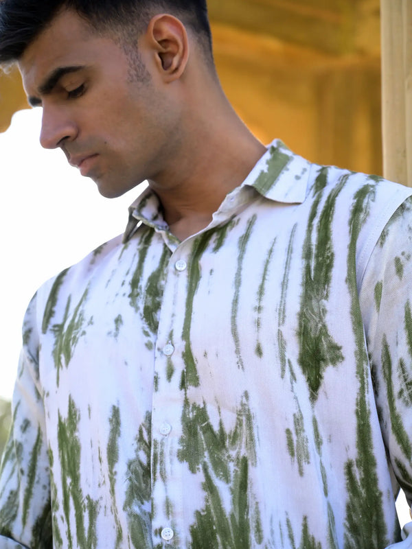 Striped Tie Dye Pashmina Rayon Regular Fit Unisex Shirt