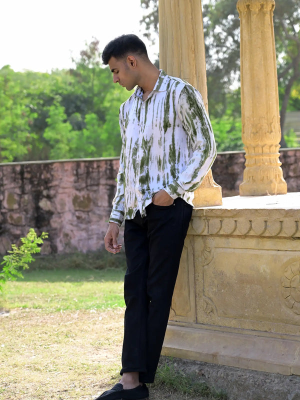 Striped Tie Dye Pashmina Rayon Regular Fit Unisex Shirt
