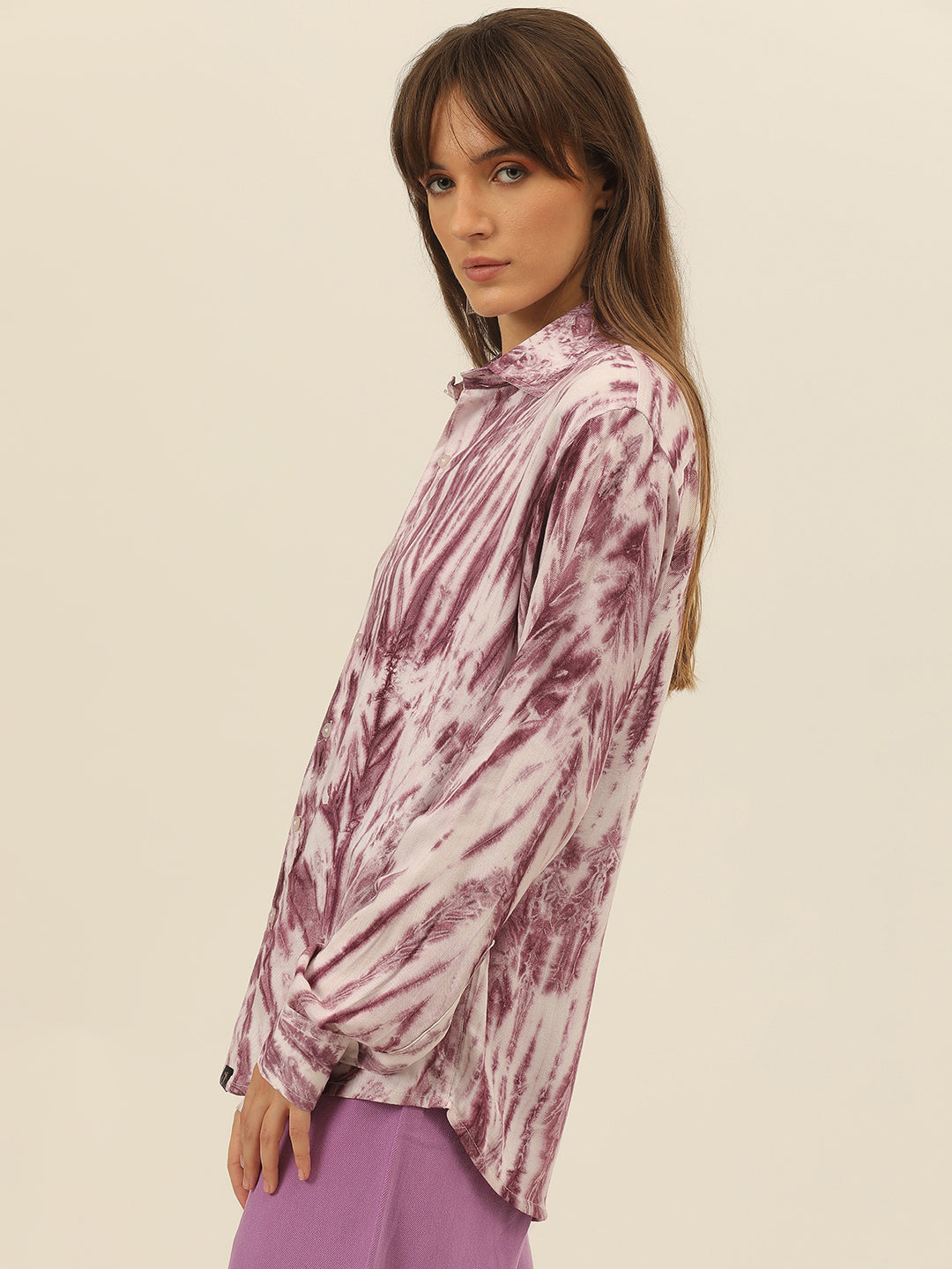 Striped Tie Dye Pashmina Rayon Regular Fit Women Shirt