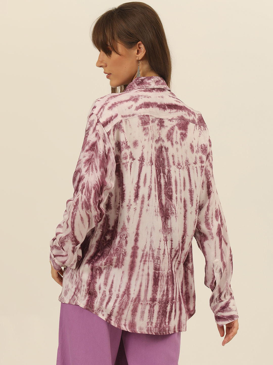 Striped Tie Dye Pashmina Rayon Regular Fit Women Shirt