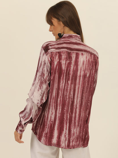Striped Tie Dye Pashmina Rayon Regular Fit Women Shirt