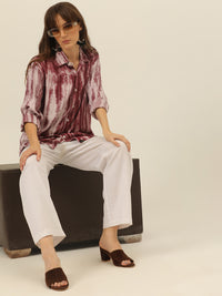 Striped Tie Dye Pashmina Rayon Regular Fit Women Shirt