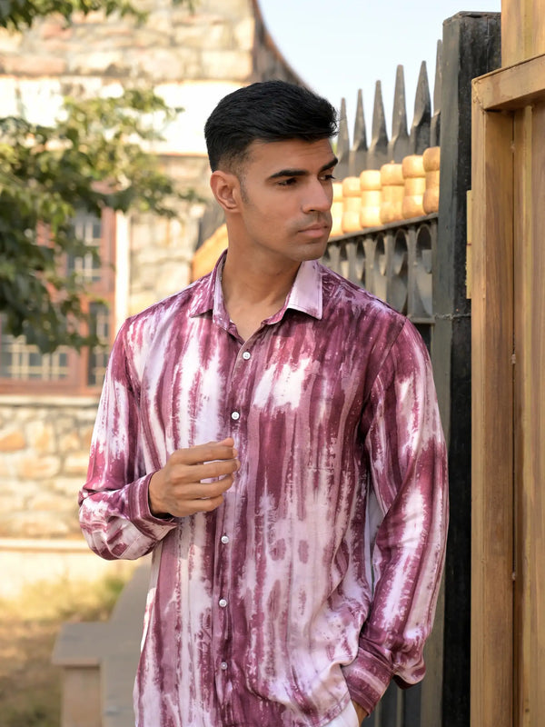 Striped Tie Dye Pashmina Rayon Regular Fit Unisex Shirt