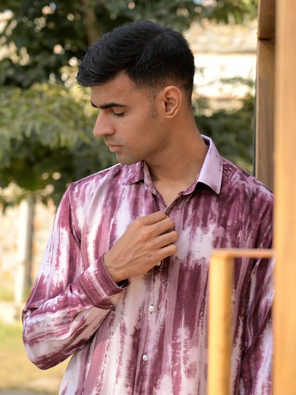 Striped Tie Dye Pashmina Rayon Regular Fit Unisex Shirt