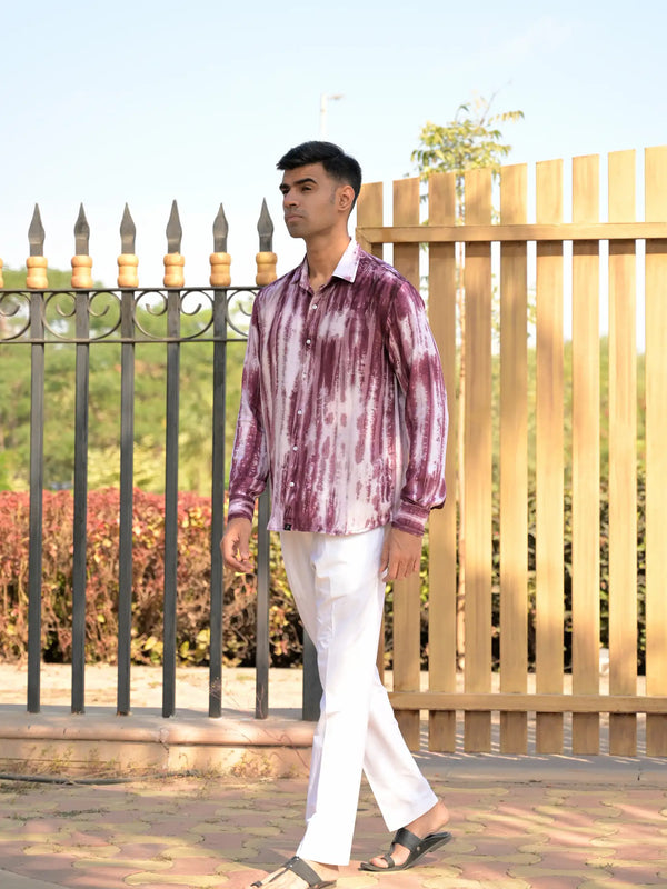 Striped Tie Dye Pashmina Rayon Regular Fit Unisex Shirt