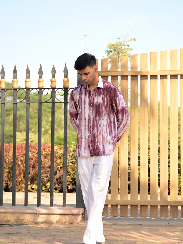 Striped Tie Dye Pashmina Rayon Regular Fit Unisex Shirt